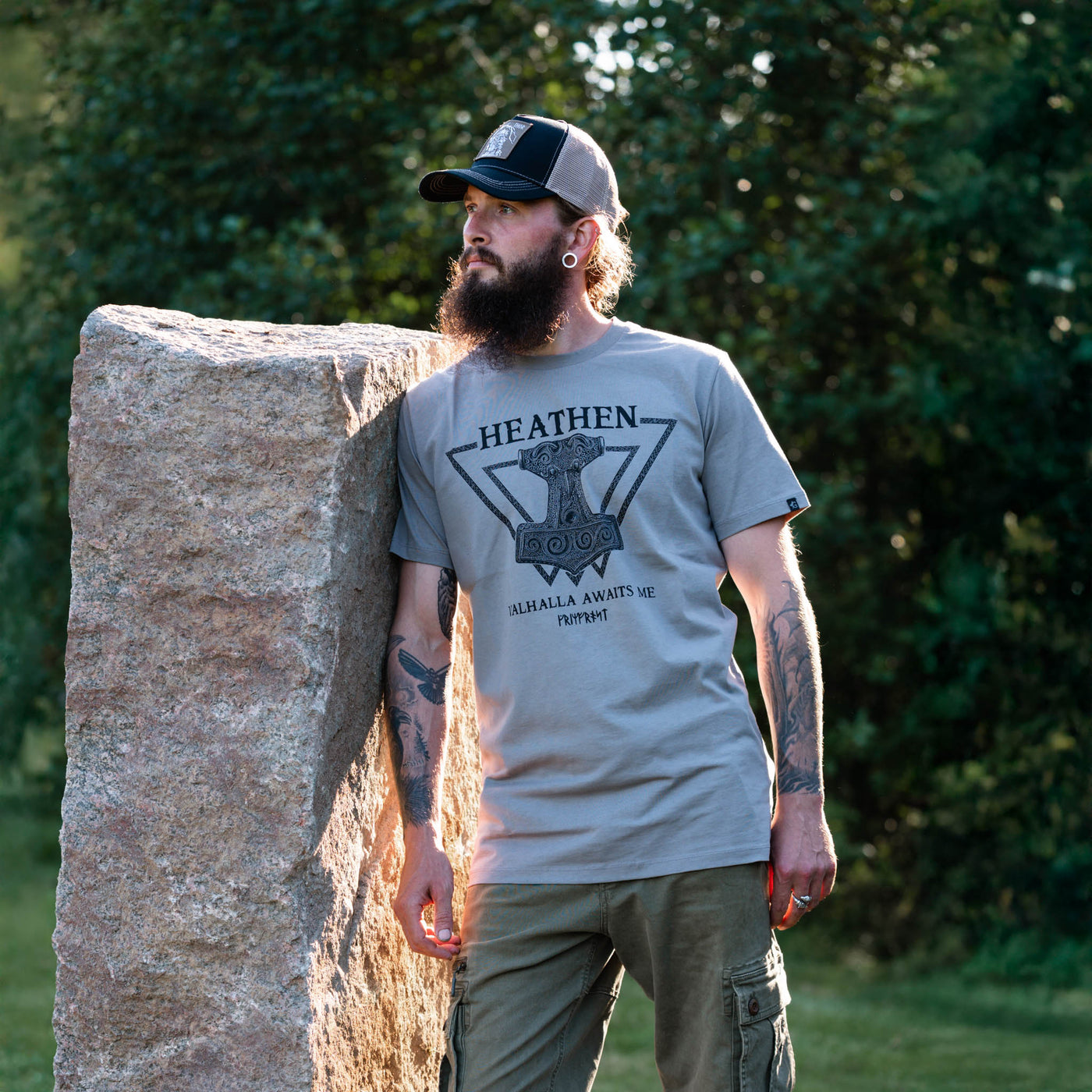 Premium t-shirt, Heathen, Grå