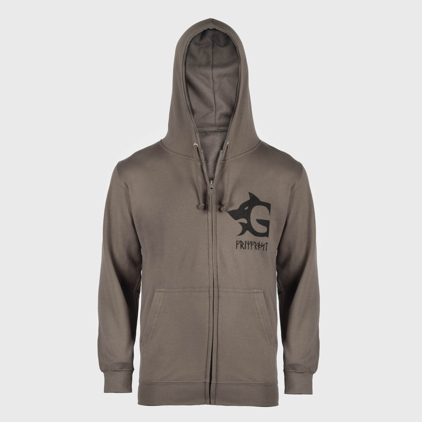 Hoodie med dragkedja, Grimfrost, stålgrå