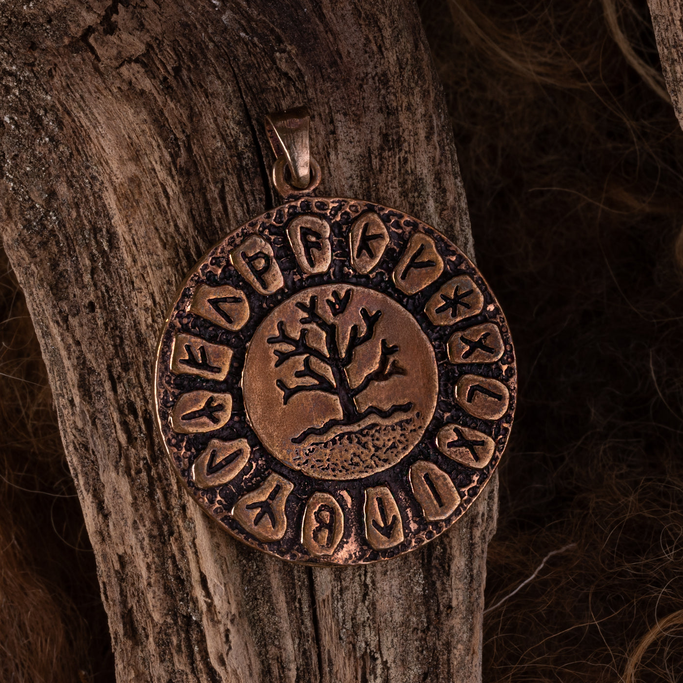 Runic Yggdrasil Amulet, Bronze