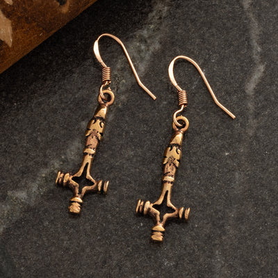 Wolf Hammer Earrings, Bronze