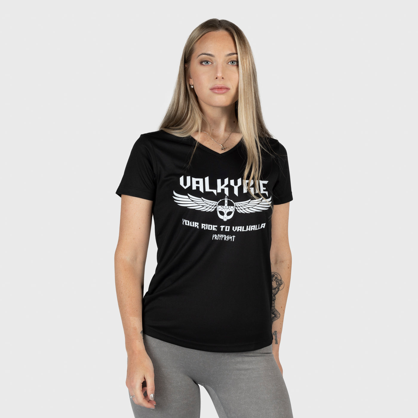 T-shirt med V-ringning, Valkyrie, Svart