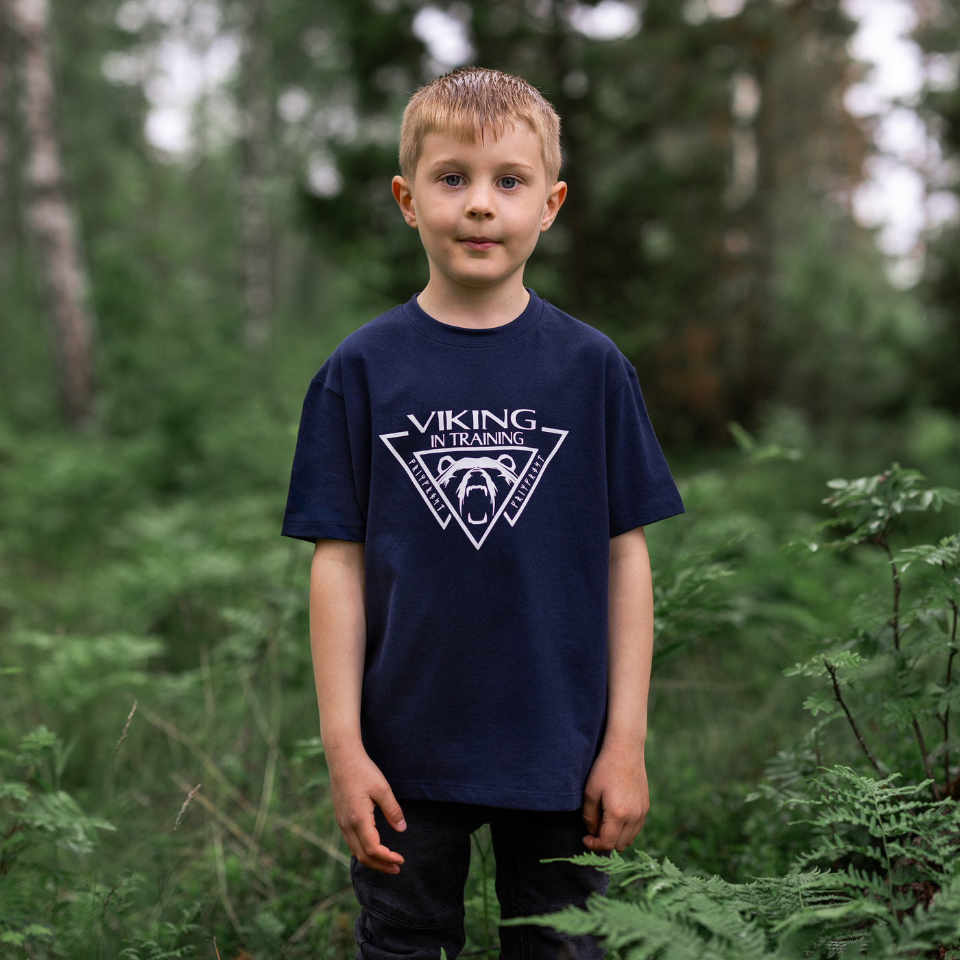 T-shirt för Barn, Viking, Marinblå