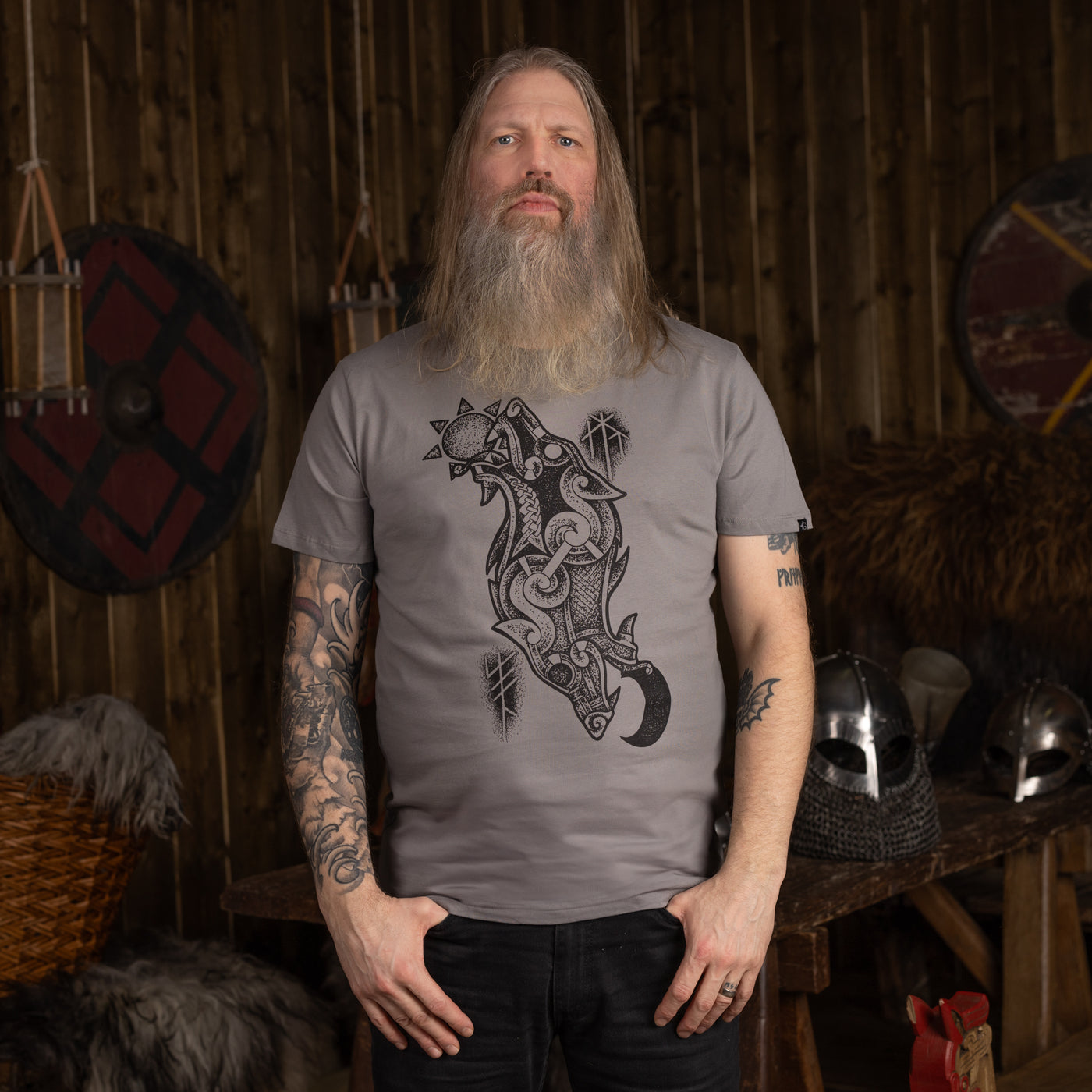 Premium Tee, Hati & Skoll, Grå