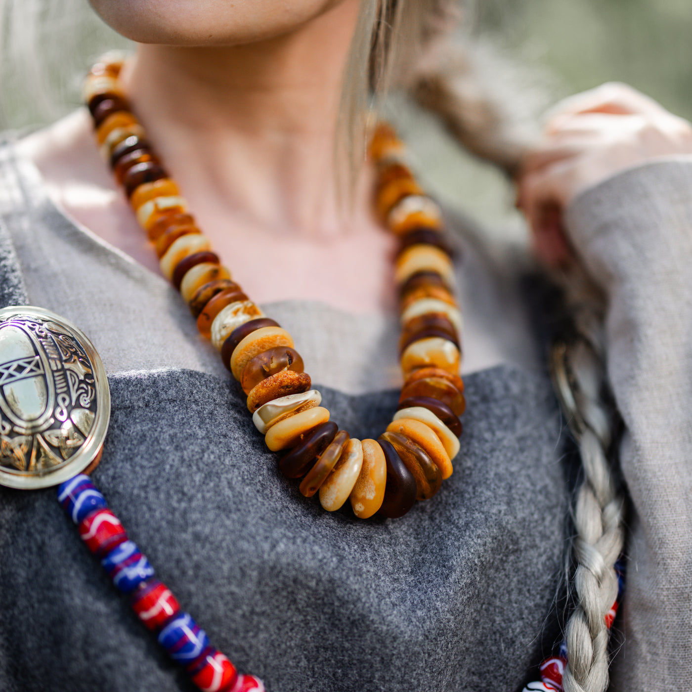 Amber Necklace, Disc Beads