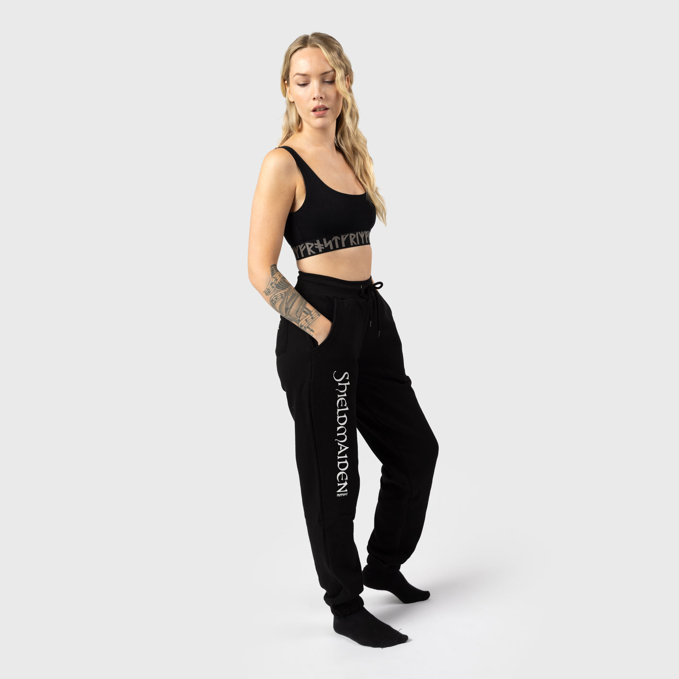 Premium sweatpants för kvinnor, Shieldmaiden, Svart