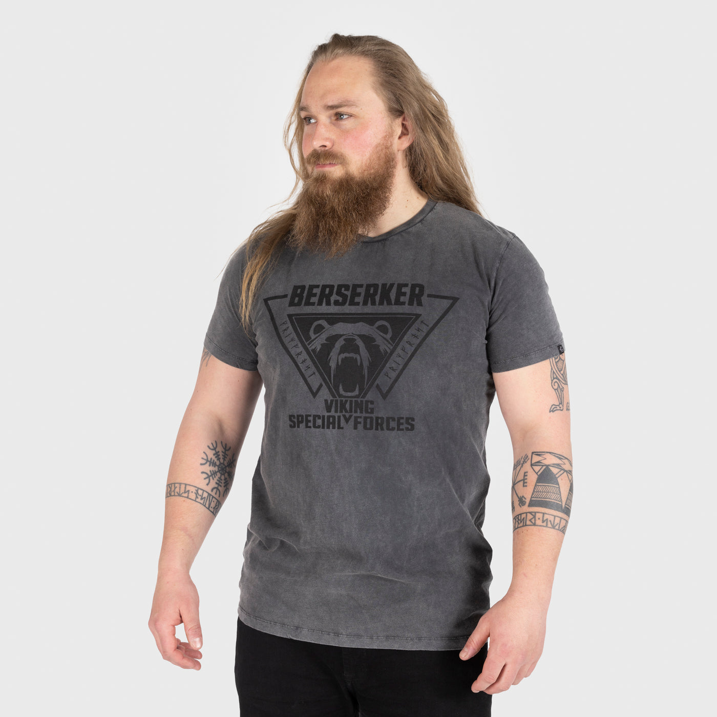 T-shirt, Berserker, tvättad grå