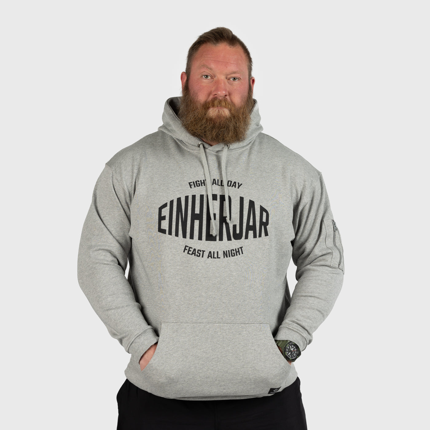 Classic Hoodie, Einherjar, Grå Melange