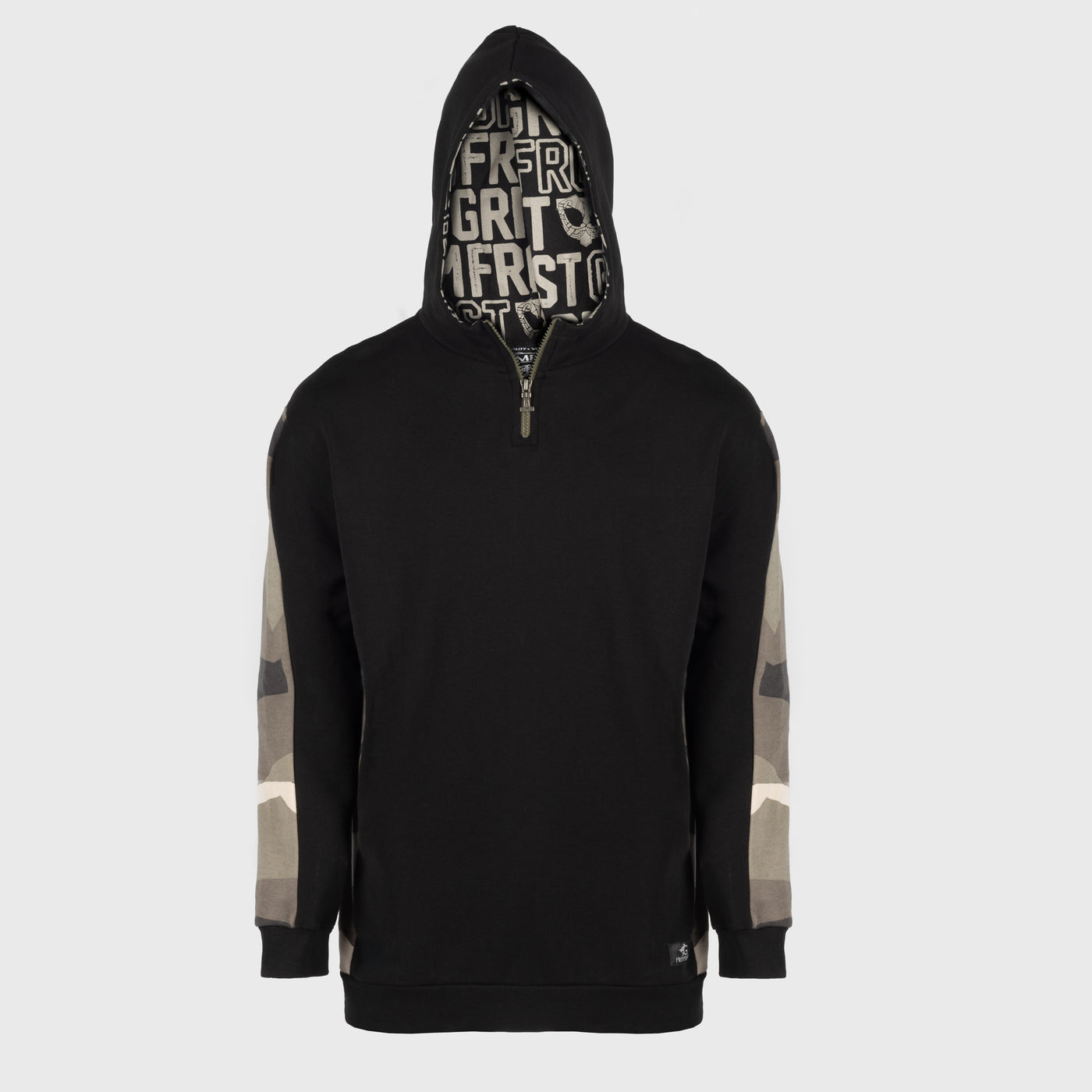 Hoodie Half-Zip, Black and Camo