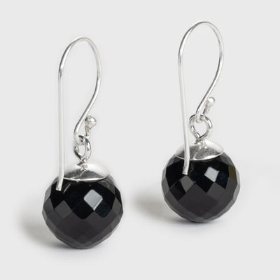 Svart Onyx och Silver Droppörhängen