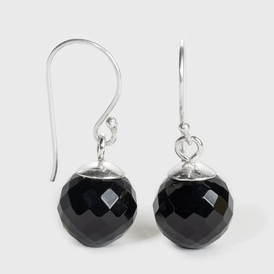 Svart Onyx och Silver Droppörhängen