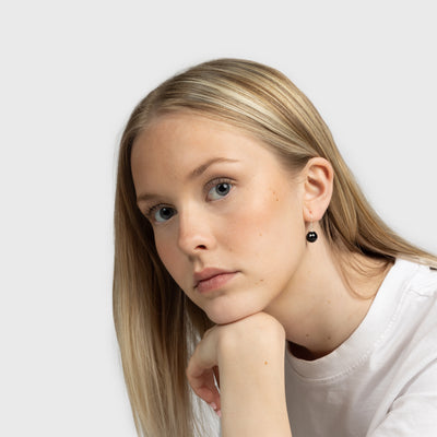 Svart Onyx och Silver Droppörhängen