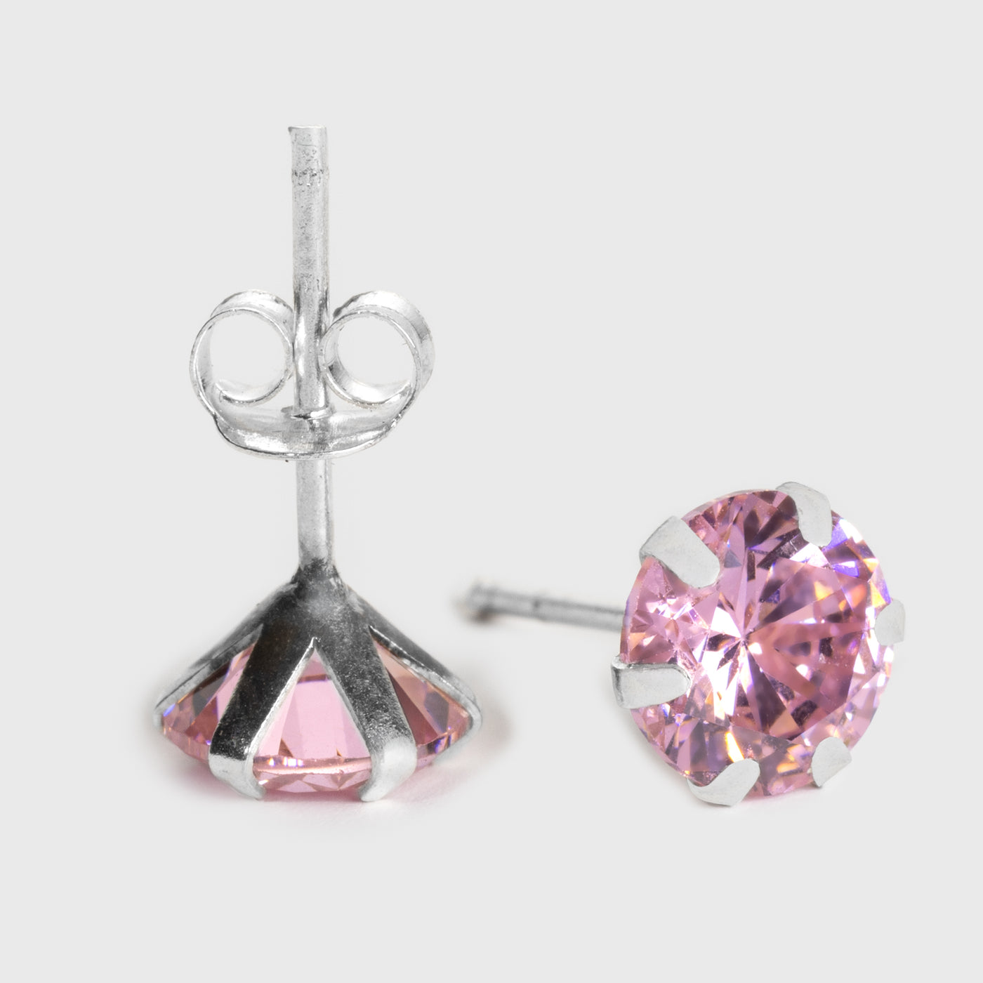 Rosa Zirkon och Silver Stiftörhängen
