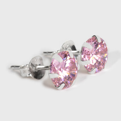 Rosa Zirkon och Silver Stiftörhängen