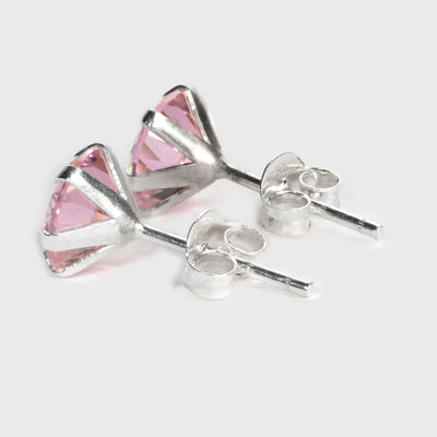 Rosa Zirkon och Silver Stiftörhängen