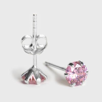 Rosa Zirkon och Silver Stiftörhängen