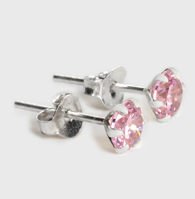 Rosa Zirkon och Silver Stiftörhängen