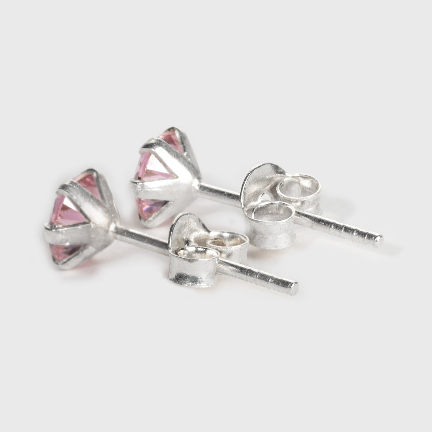 Rosa Zirkon och Silver Stiftörhängen
