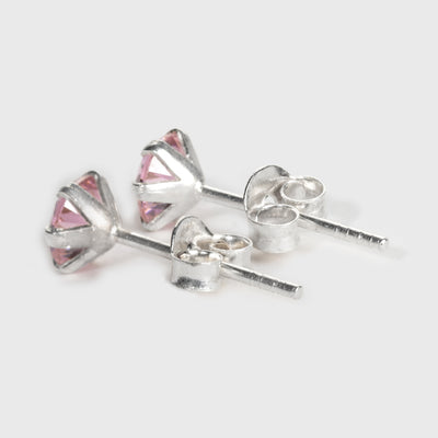 Rosa Zirkon och Silver Stiftörhängen