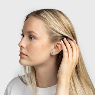 Blå Zirkon och Silver Stiftörhängen