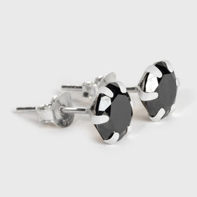 Svart Onyx och Silver Stiftörhängen