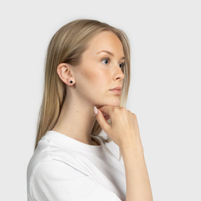 Svart Onyx och Silver Stiftörhängen