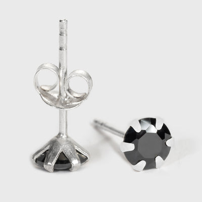 Svart Onyx och Silver Stiftörhängen
