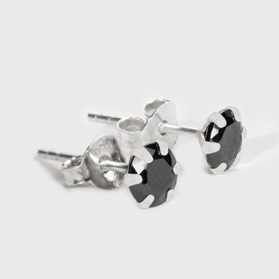 Svart Onyx och Silver Stiftörhängen