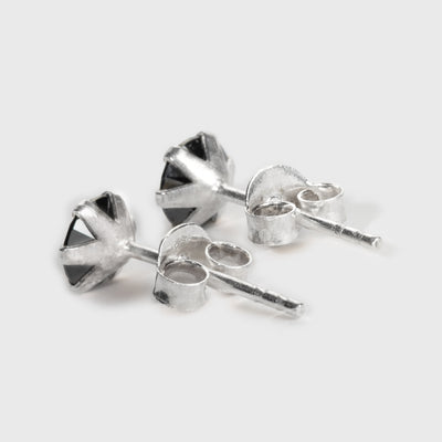 Svart Onyx och Silver Stiftörhängen