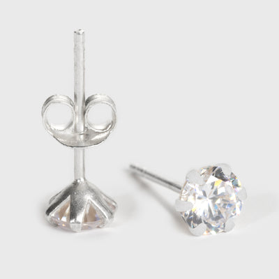 Klar Zirkon och Silver Stiftörhängen