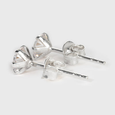 Klar Zirkon och Silver Stiftörhängen