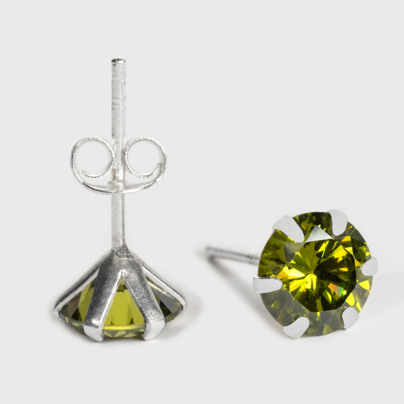 Grön Zirkon och Silver Stiftörhängen