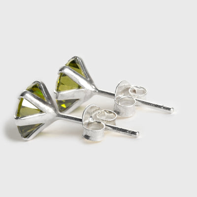 Grön Zirkon och Silver Stiftörhängen