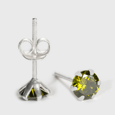 Grön Zirkon och Silver Stiftörhängen