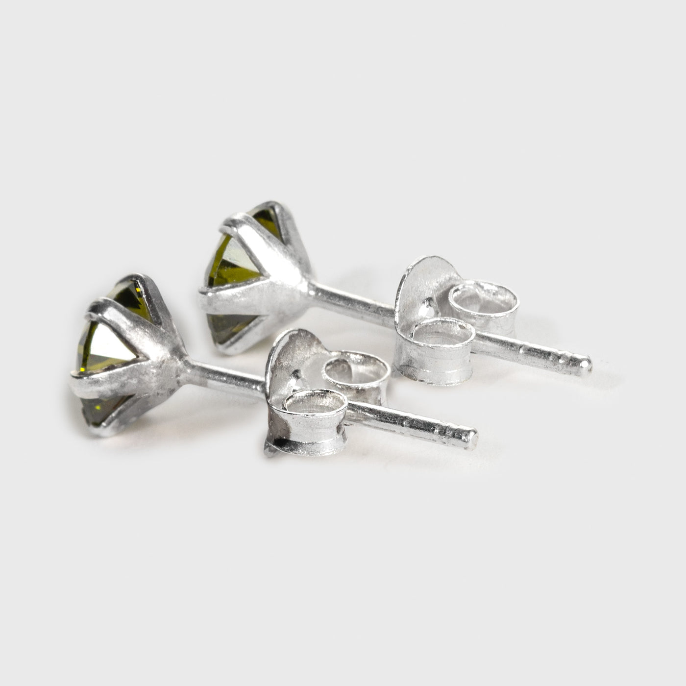 Grön Zirkon och Silver Stiftörhängen