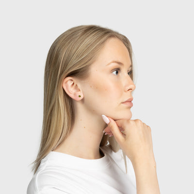 Grön Zirkon och Silver Stiftörhängen