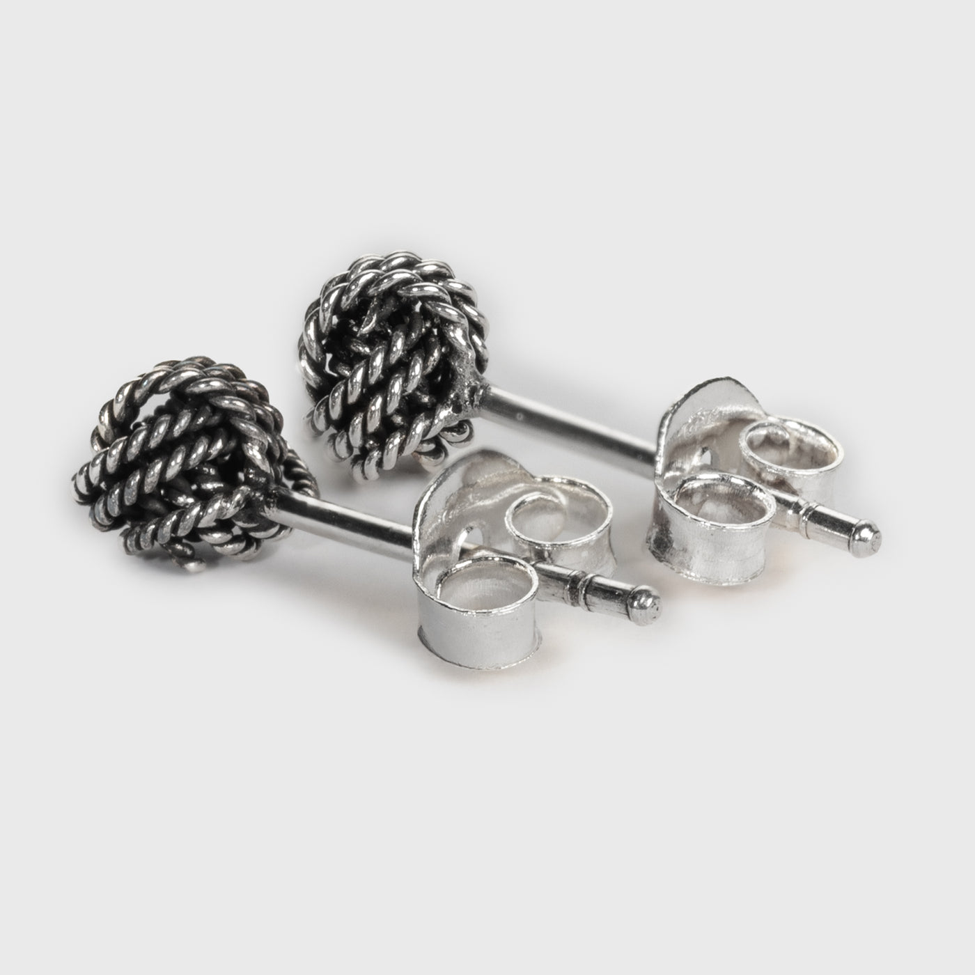 Knot Stud Earrings, Oxidized Silver