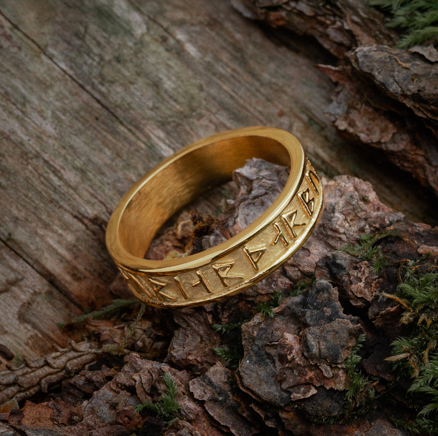 Thor Rune Band Ring, Guldpläterad