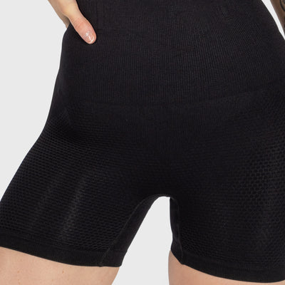 High-Waisted Honceycomb Short, Black