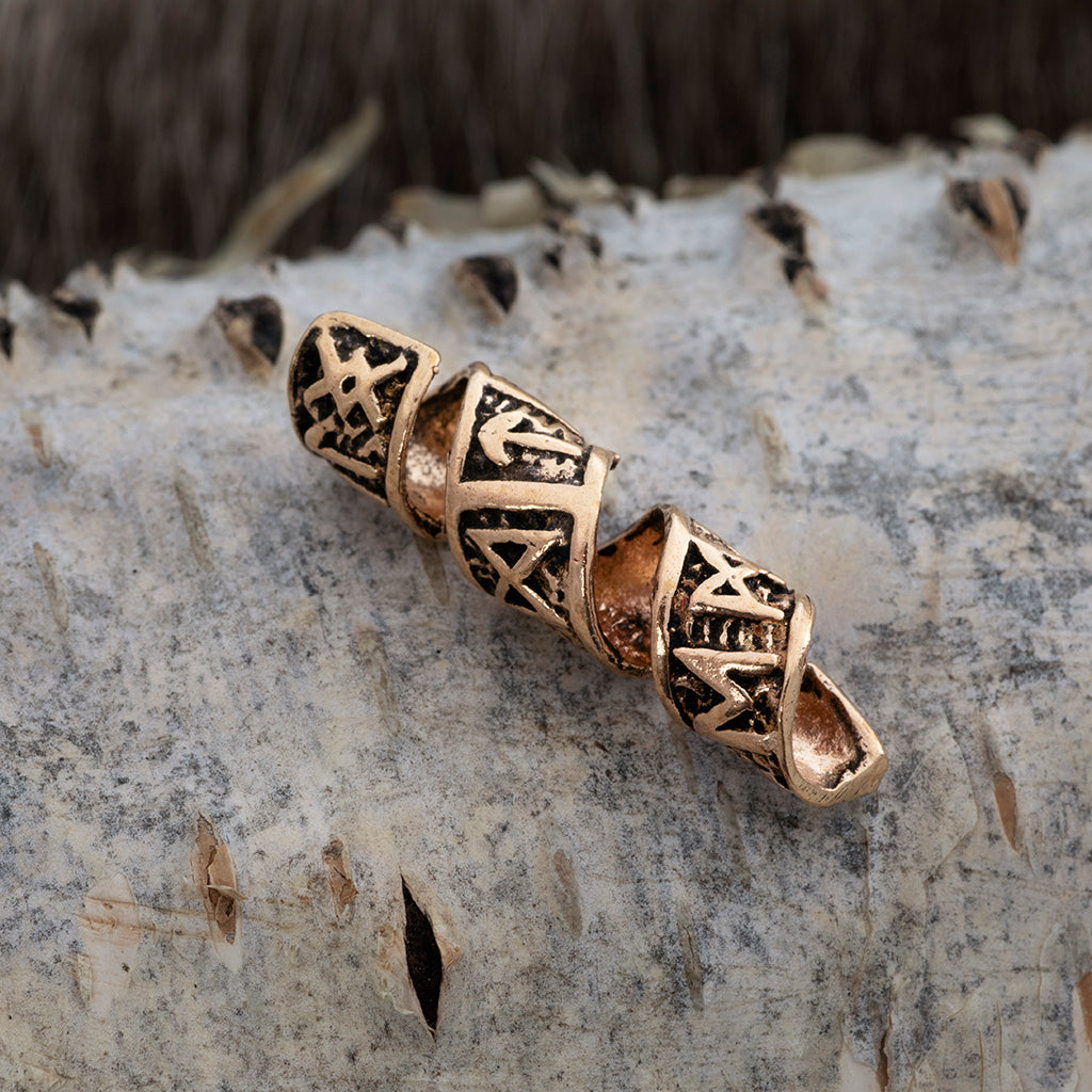 Beard/Hair Bead, Bronze with Runes