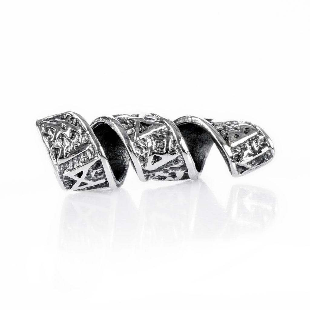 Beard Rings - Beard/Hair Bead, Silver with Runes - Grimfrost.com