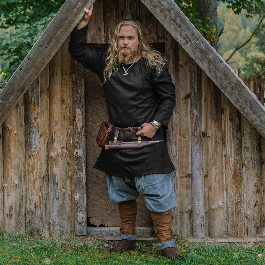 Viking tunika i ull, svart