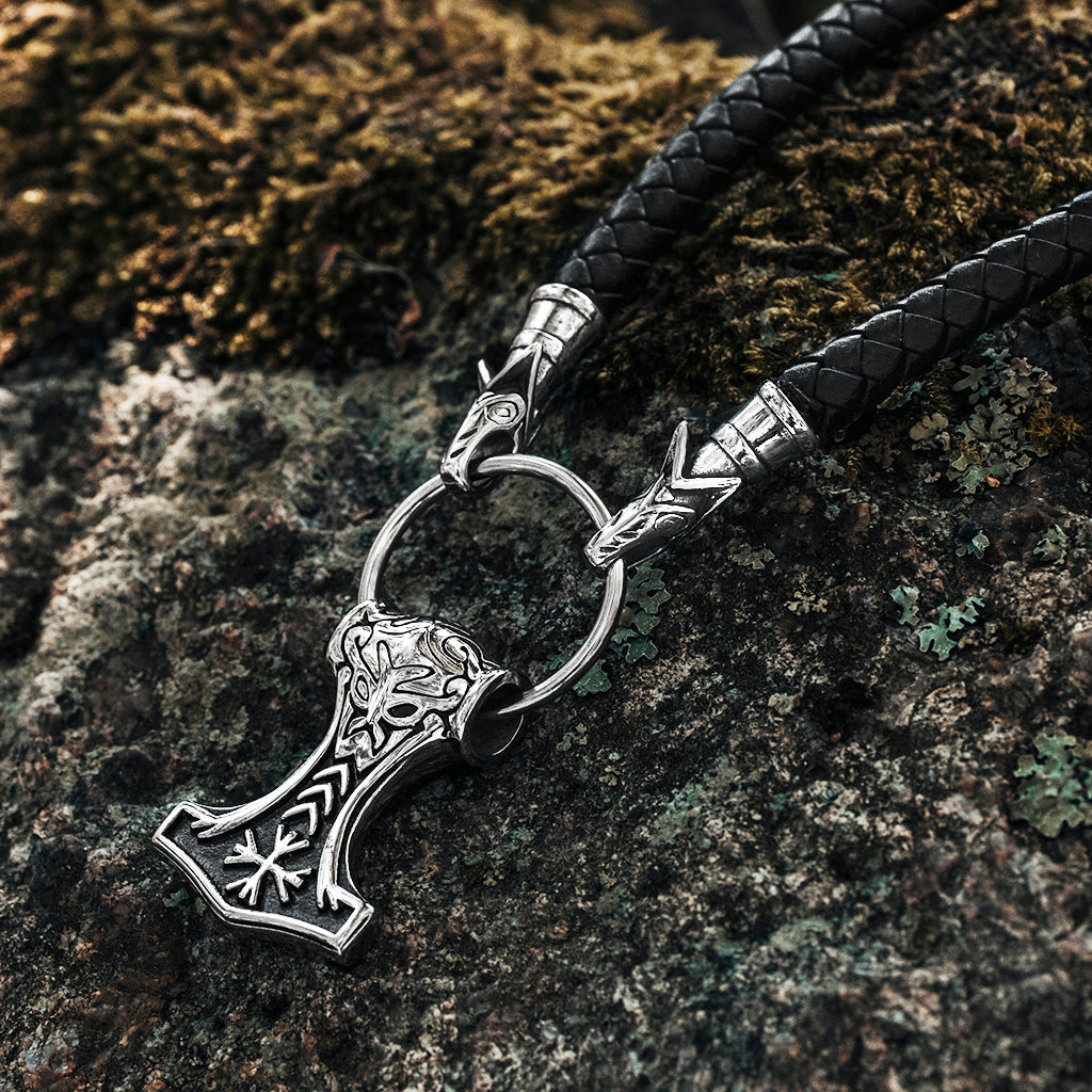 Wolf Head Mjölnir, Black Leather