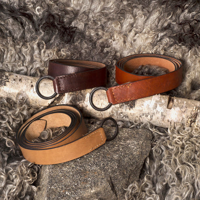 Belts - Viking Leather Belt, Iron Ring - Grimfrost.com