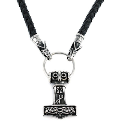 Sets & Bundles - Wolf Head Mjölnir, Black Leather - Grimfrost.com