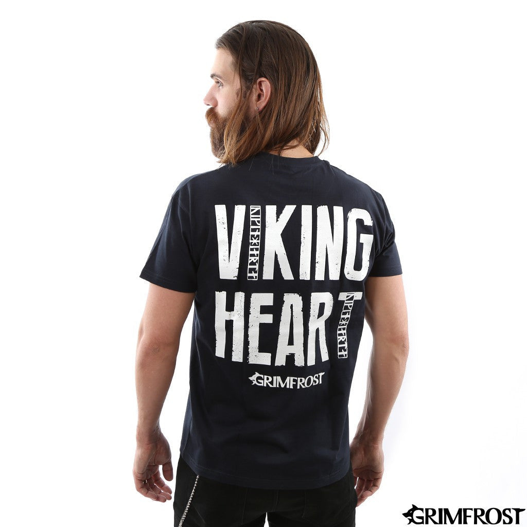 T-shirts - T-shirt, Viking Heart, Navy Blue - Grimfrost.com