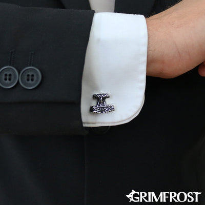 Cufflinks - Mjolnir Cufflinks, Stainless Steel - Grimfrost.com