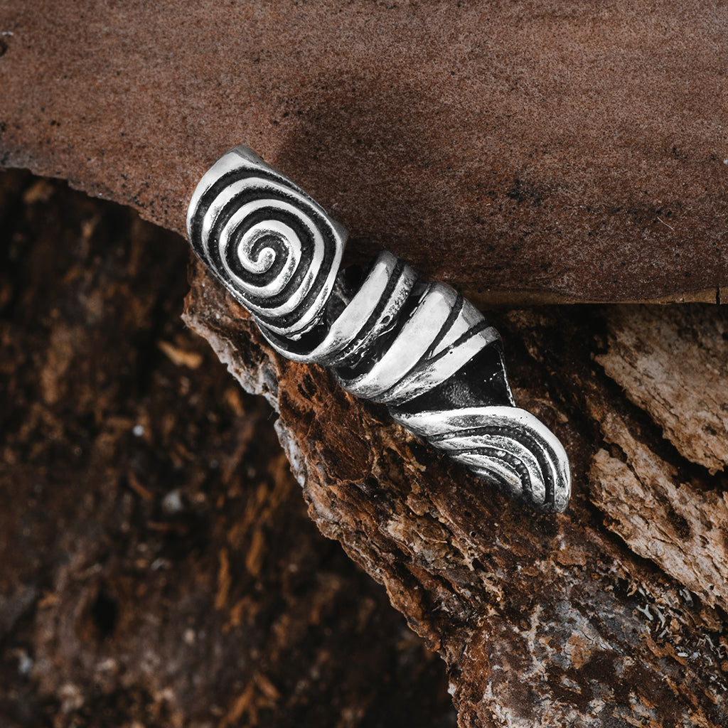 Sun Spiral Beard Ring, Silver