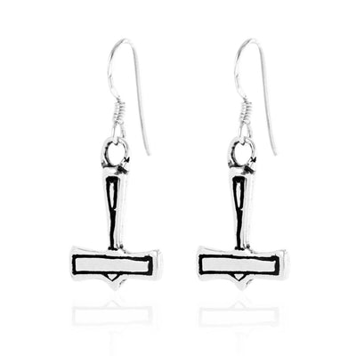 Thor's Hammer Earrings, Silver