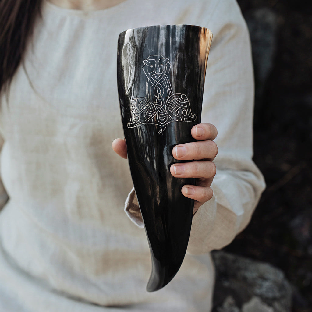 Horns - Thor's Hammer Drinking Horn, Large - Grimfrost.com