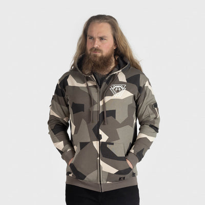 Premium huvtröja med dragkedja, Berserker, M90 Brun Camo